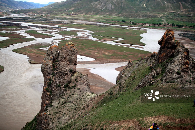 玉树澜沧江源头网状水系图片素材
