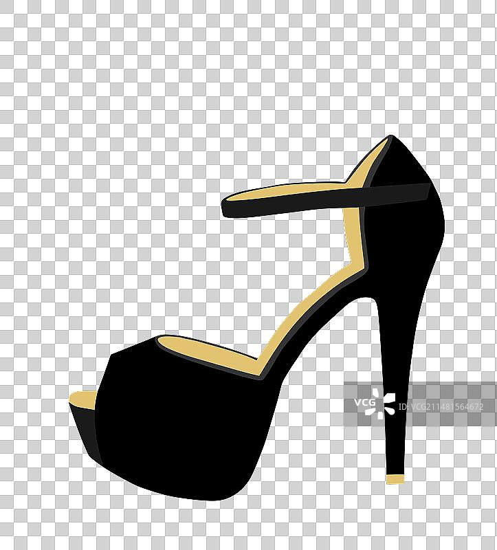 黑色优雅女鞋剪影图片素材
