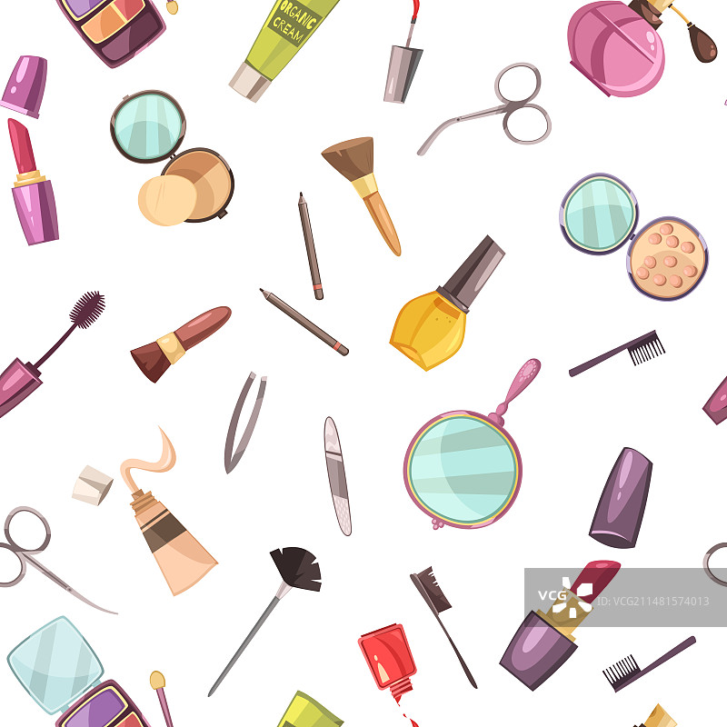 化妆配件扁平无缝图案图片素材