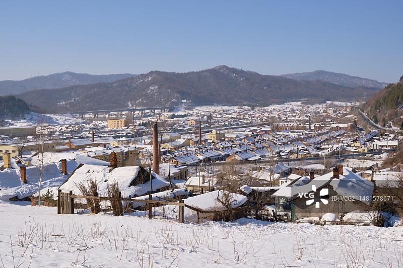 哈尔滨横道河子镇雪景图片素材