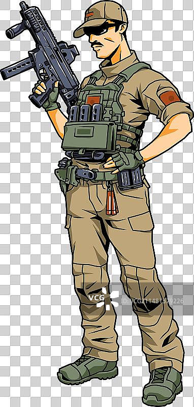 手持机枪的勇敢雇佣兵图片素材