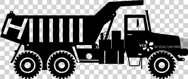 扁平风格的自卸卡车图标轮廓图片素材