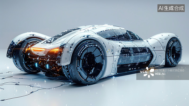 【AI数字艺术】科技感光感无人驾驶汽车模型图片素材