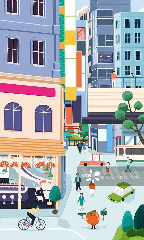 街道城市插画扁平风图片素材