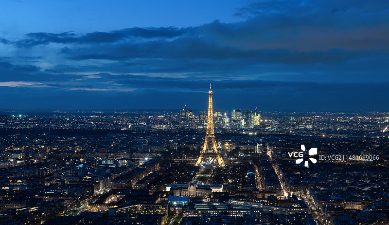 法国巴黎城市城市天际线夜景图片素材