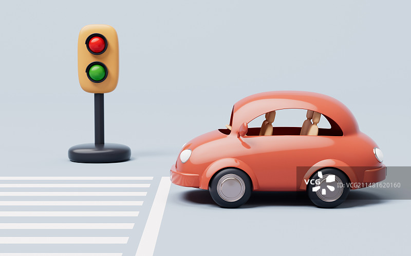 卡通红绿灯3D插画图片素材