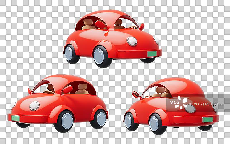 元素卡通汽车3D插画图片素材