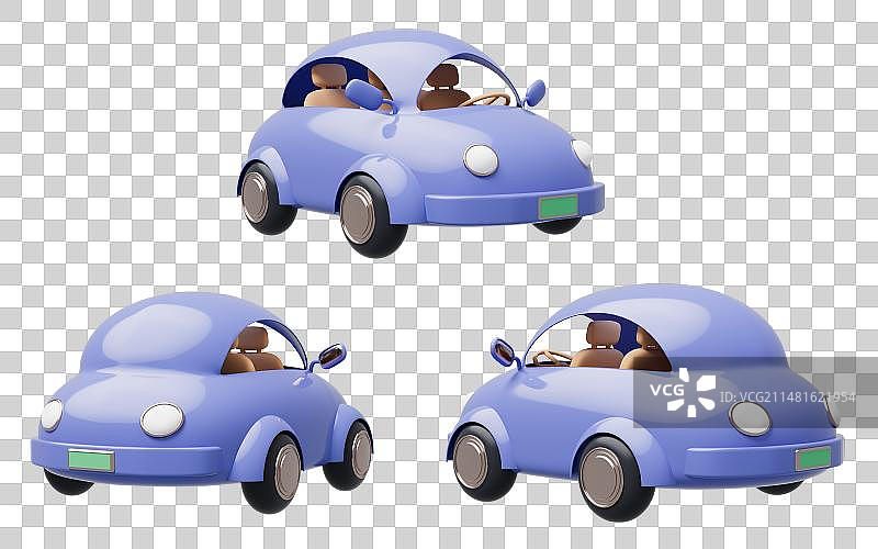 元素卡通汽车3D插画图片素材