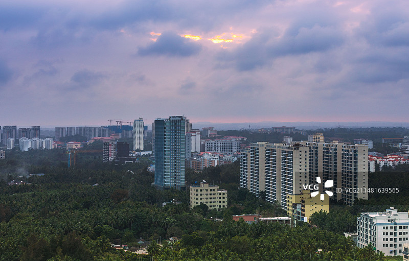 海南文昌高隆湾日落图片素材
