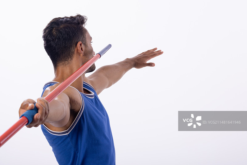 白色背景中的标枪运动员图片素材