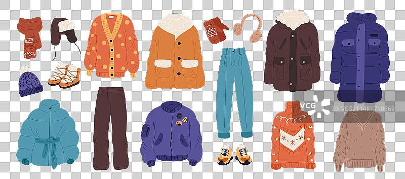 时尚冬装：现代保暖休闲服饰图片素材