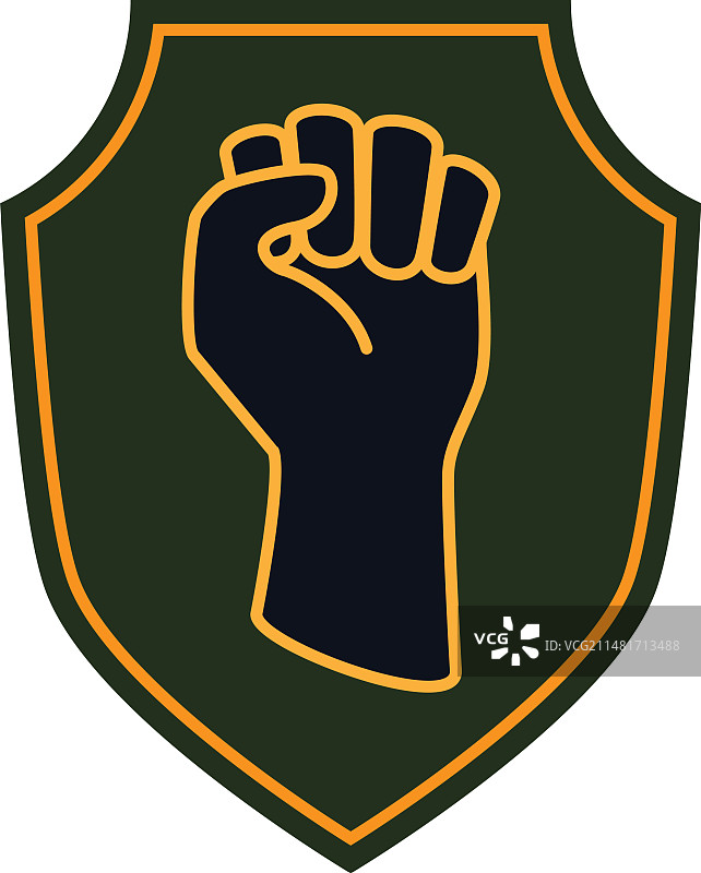 盾牌背景上的紧握拳头图片素材