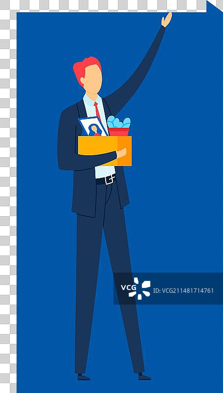 拿着盒子的红发商人图片素材