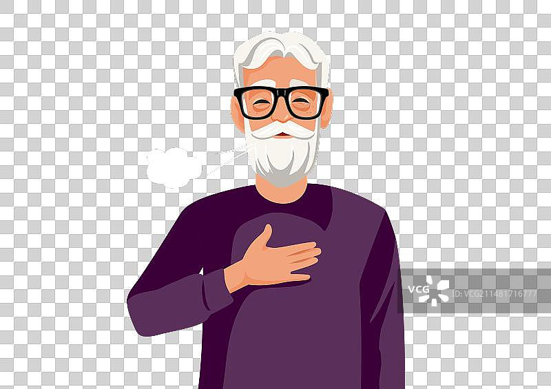 年长的男人呼吸困难，需要医疗救助图片素材