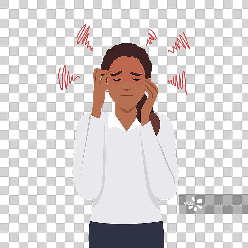 年轻女人因生病而捂住头图片素材