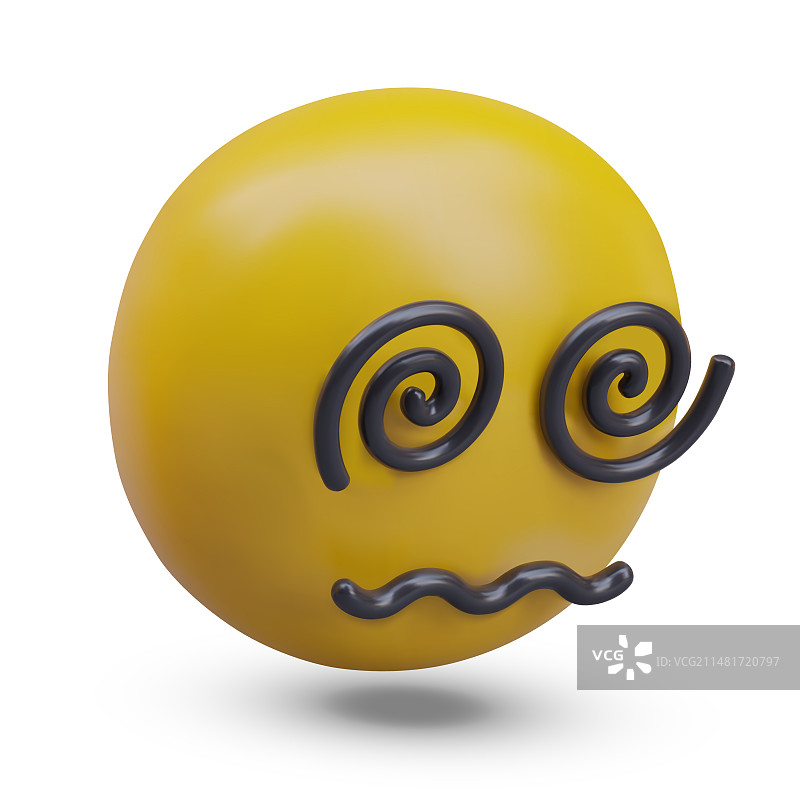 困惑的3D眩晕表情符号图片素材
