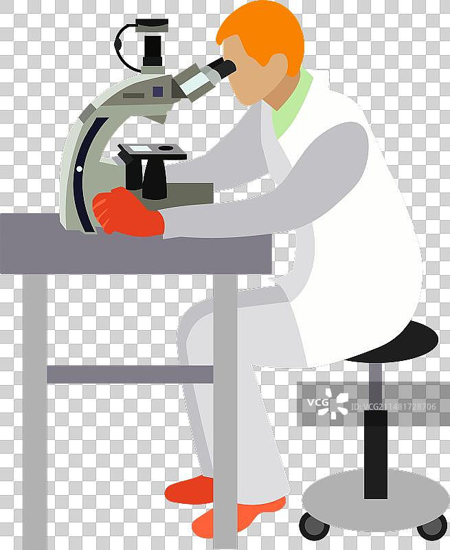 考古学家在实验室用显微镜工作图片素材