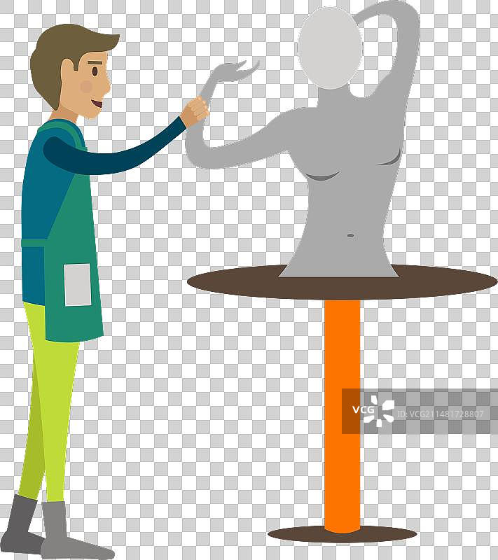 男人雕塑家创作雕像图片素材