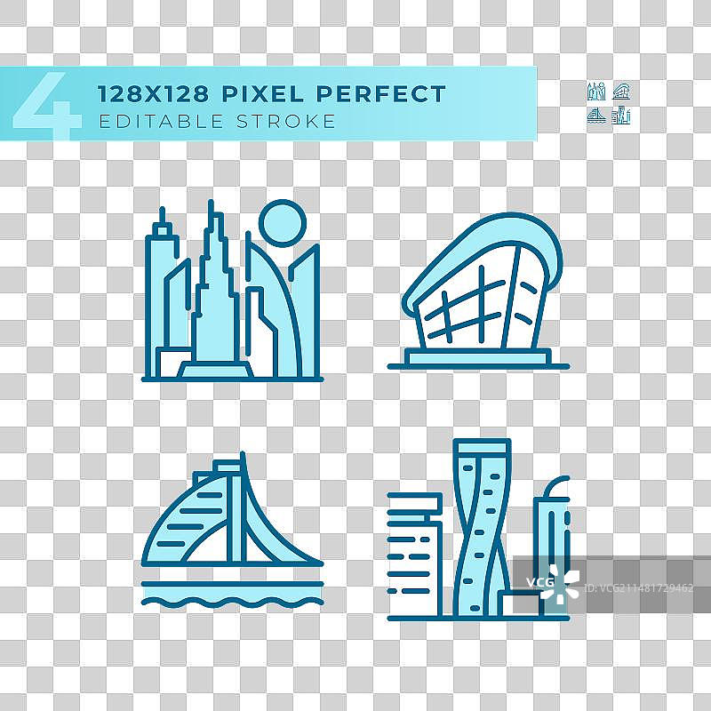 迪拜现代建筑地标淡蓝色图片素材