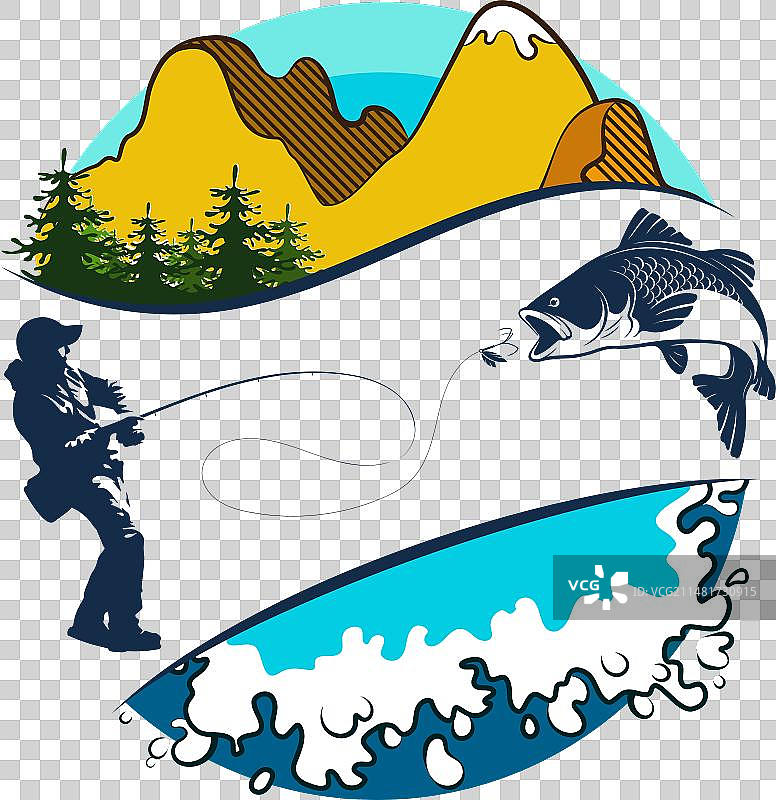 渔民用钓竿钓鱼图片素材