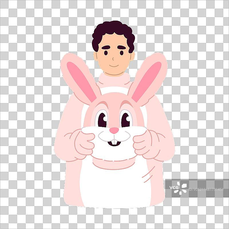 穿着可爱兔子服装的男士半身像图片素材