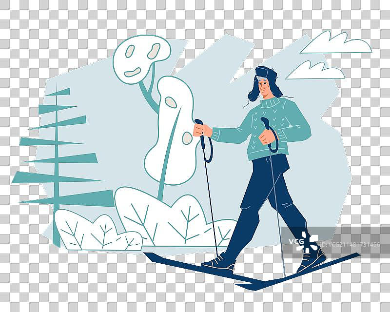 适用于老年人的冬季滑雪活动图片素材