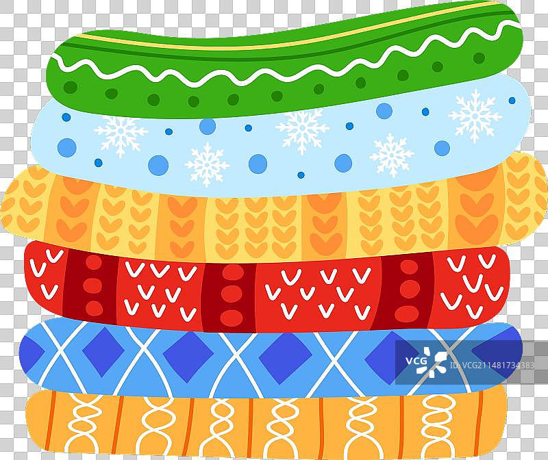 具有各种图案的彩色堆叠毛衣图片素材