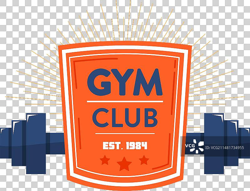 粗体健身俱乐部标志，带波峰哑铃图片素材