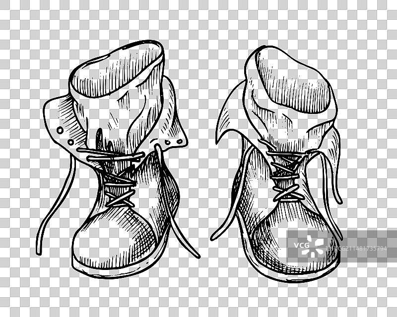 手工复古登山靴图片素材