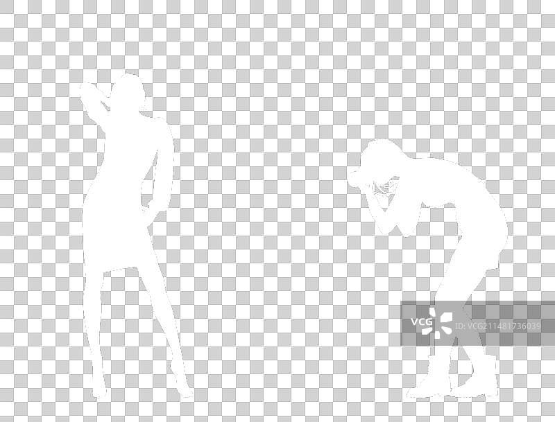 摆姿势的漂亮女人与摄影师剪影图片素材