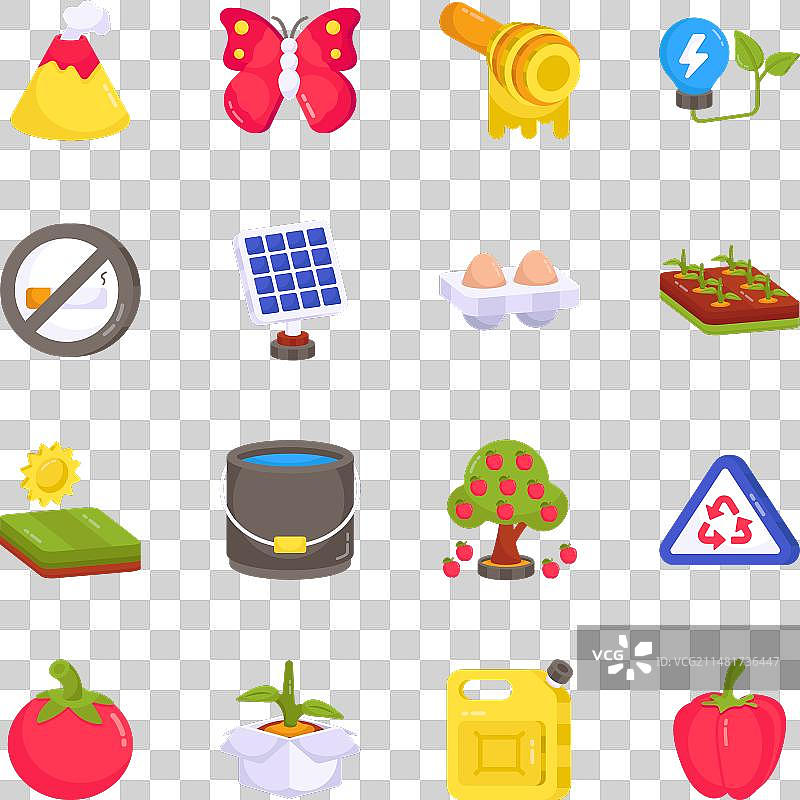 生态与农业扁平图标合集图片素材