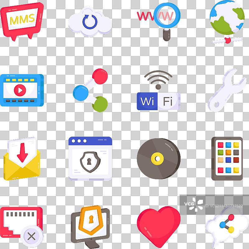 网络和数据扁平图标包图片素材