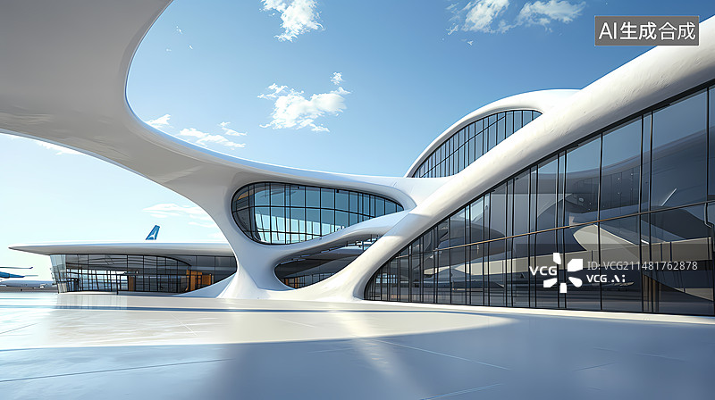 【AI数字艺术】机场建筑效果图图片素材