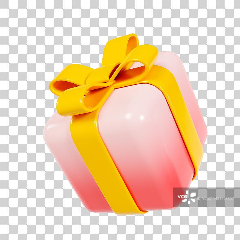 3D渲染的渐变粉小清新情人节礼盒电商购物元素图片素材