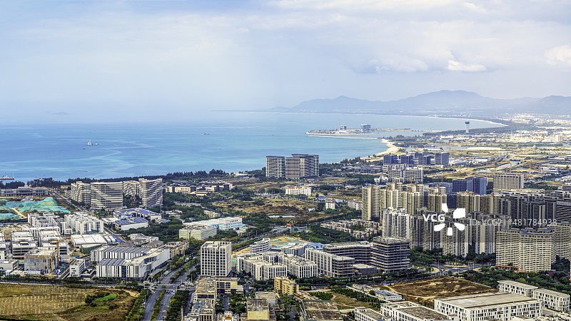 海南三亚崖州海景航拍图片素材