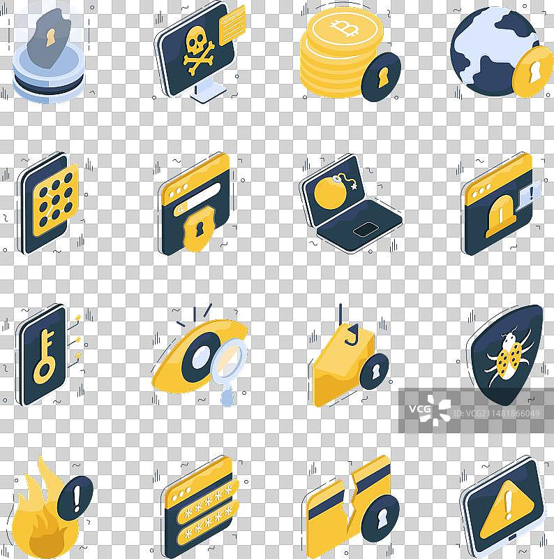 安全等距图标包图片素材