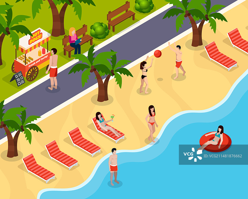 海滩休闲2.5D场景图片素材