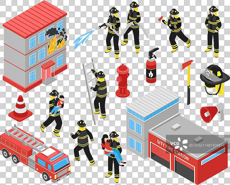 消防部门2.5D图标集图片素材