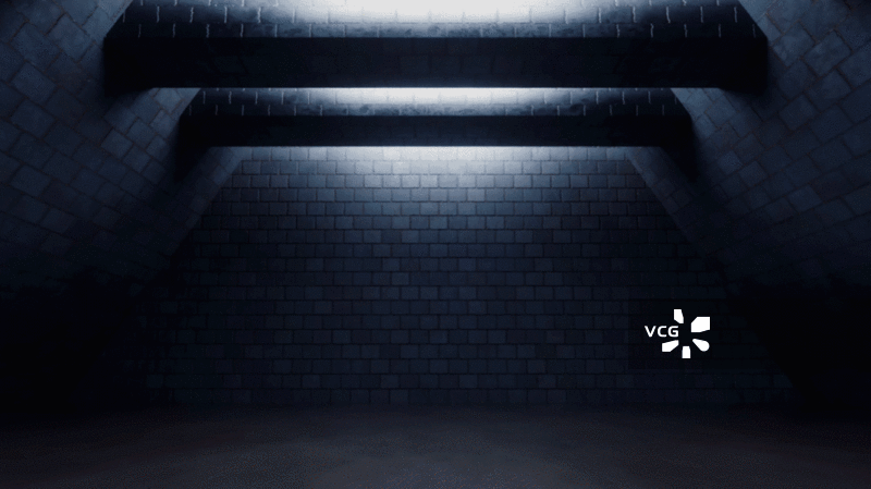 黑暗砖砌室内空间3D渲染图片素材