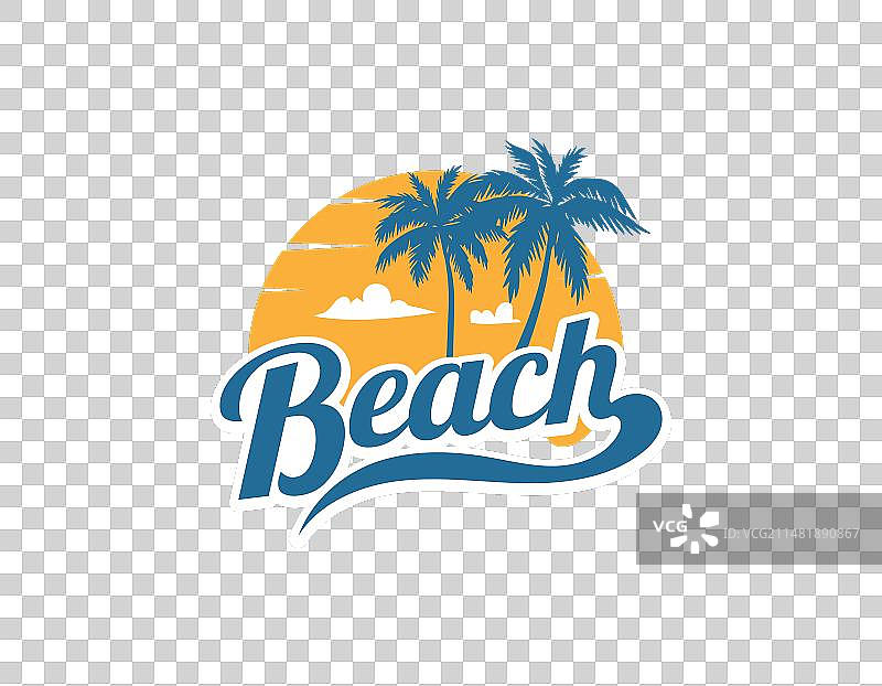 日落海滩假日Logo设计模板图片素材