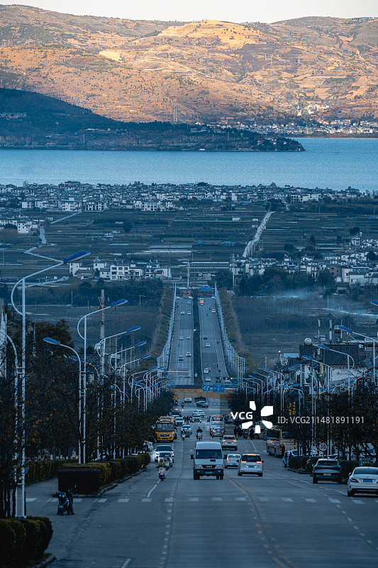 大理洱海公路图片素材