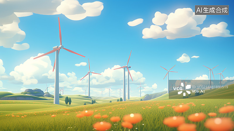 【AI数字艺术】风电图片素材