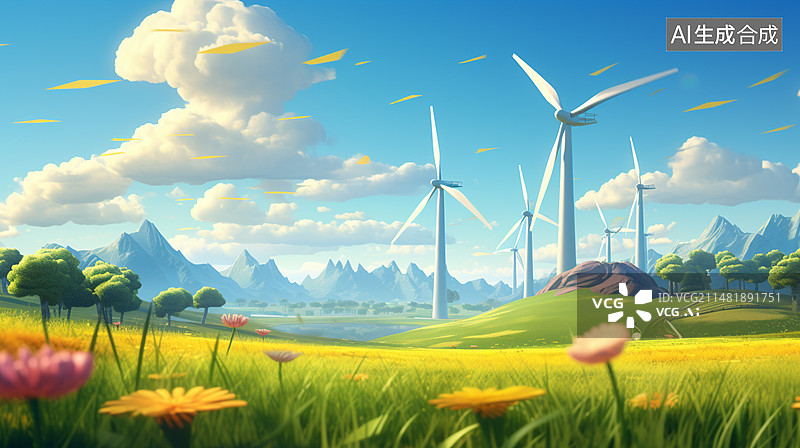 【AI数字艺术】风电图片素材