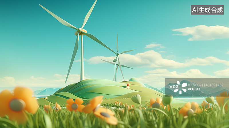 【AI数字艺术】风电图片素材