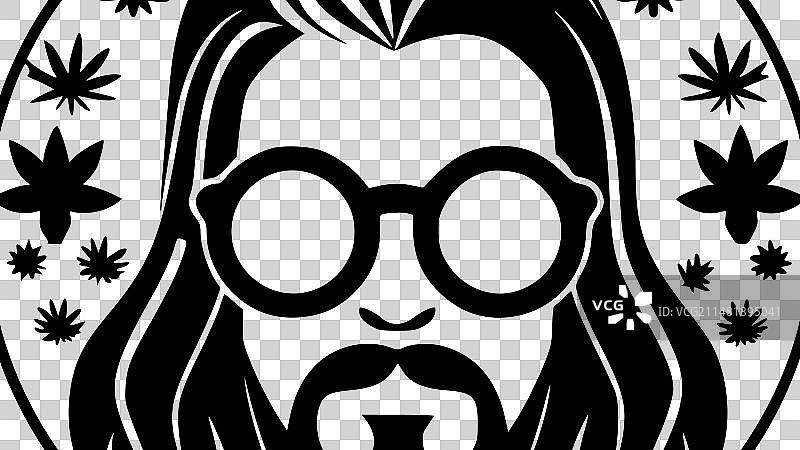 嬉皮士黑白隔离图标图片素材
