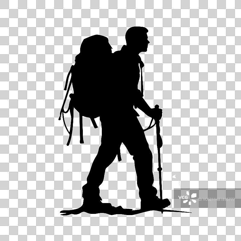 徒步旅行者的黑色轮廓图片素材