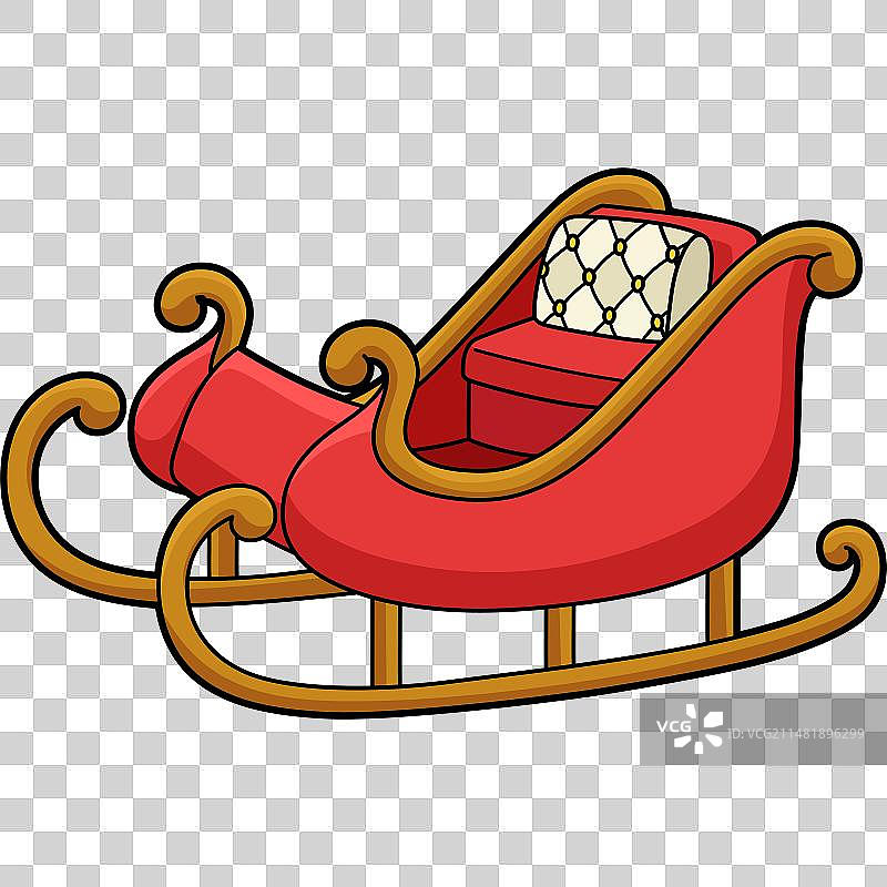 卡通彩色雪橇交通工具剪贴画图片素材
