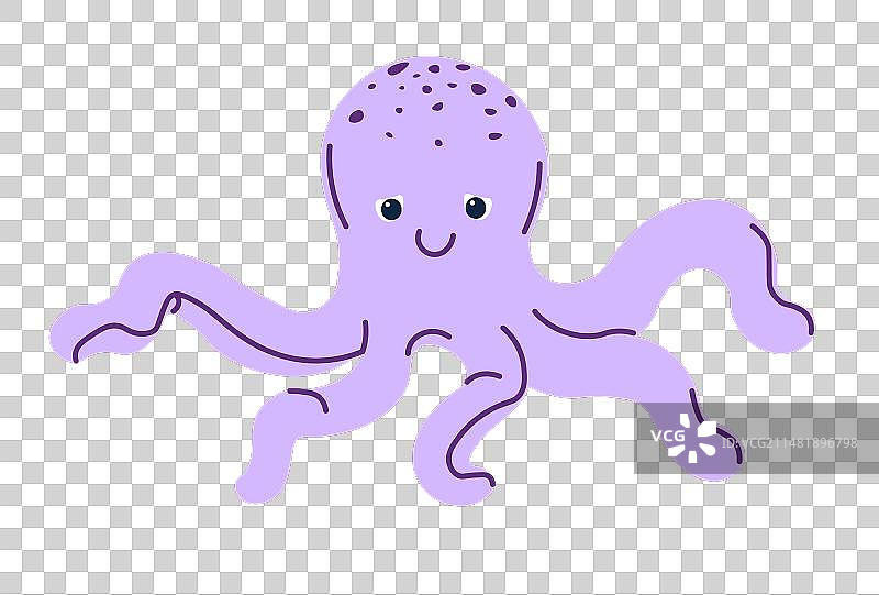 卡通水生生物章鱼角色图片素材