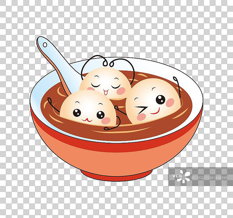 一碗可爱的卡通汤圆 插画图片素材