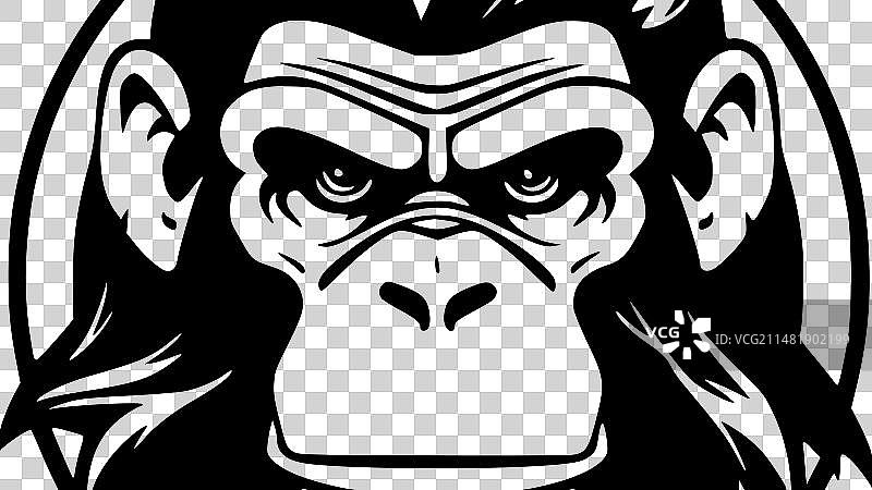 黑白猴子隔离图标图片素材